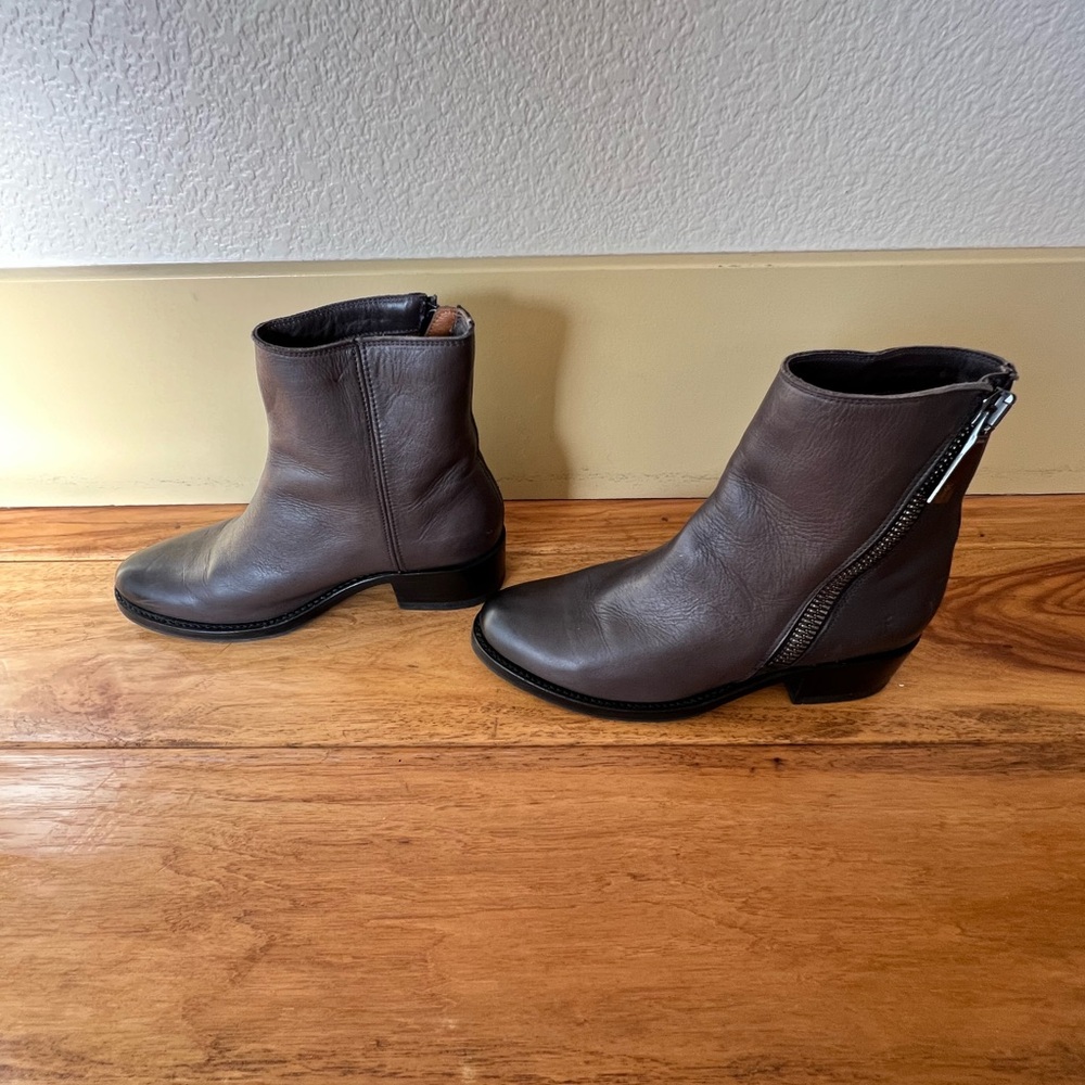 Frye Dark Brown Leather Ankle Booties